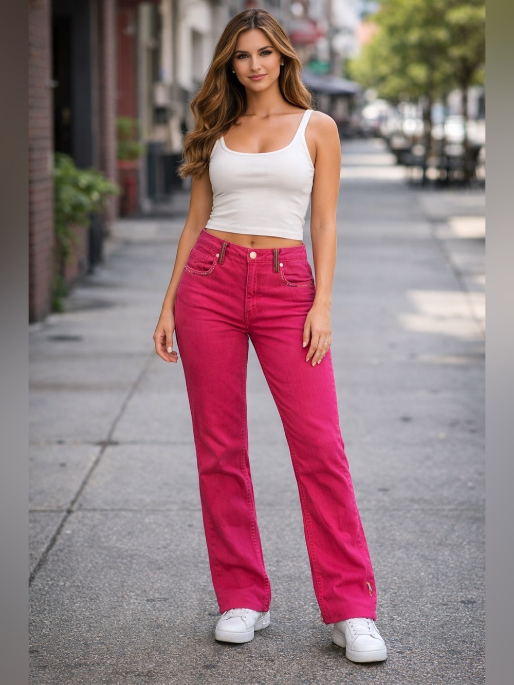 Pink Coogi Jeans Womens Sz 16 Colorful Stitching Y2K Streetwear Embroider Pocket